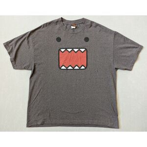Vintage Y2K Domo Kun Big Face Graphic Tee Scenecore Brown 2XL